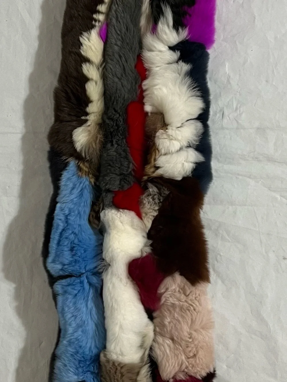 imoga Infinity Scarf Girls Multicolor Patchwork Rabbit Fur Winter Neck Rex